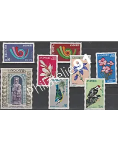 Timbres Andorre français - Année complète 1973 neuve