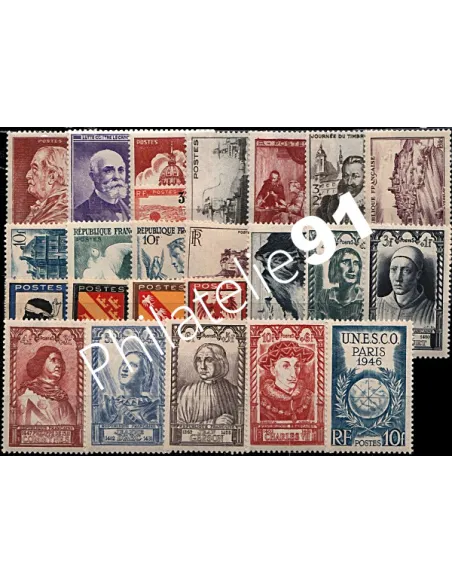 Année complète de timbres de France de 1946, collection Timbres France