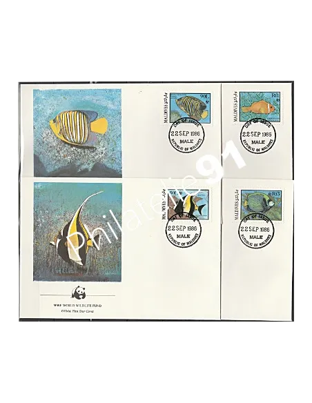 Lettre 1er jour - Lot d'enveloppes FDC - Maldives - WWF