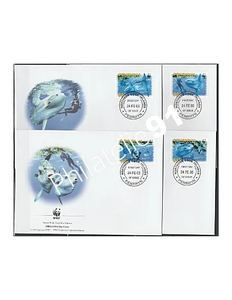 Lettre 1er jour - Lot d'enveloppes FDC - Penrhyn - WWF
