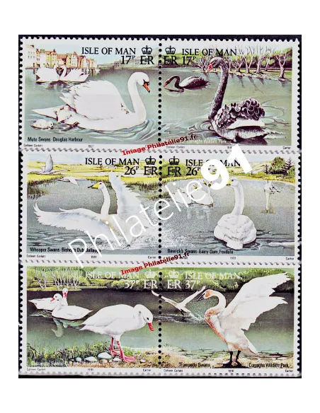 ILE DE MAN - n°  512 à 517 ** - Races de cygnes
