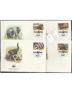 Lettre 1er jour - Lot d'enveloppes FDC - Ouganda - WWF