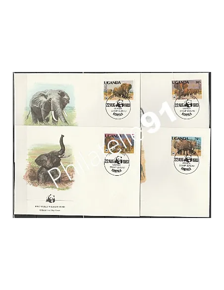 Lettre 1er jour - Lot d'enveloppes FDC - Ouganda - WWF