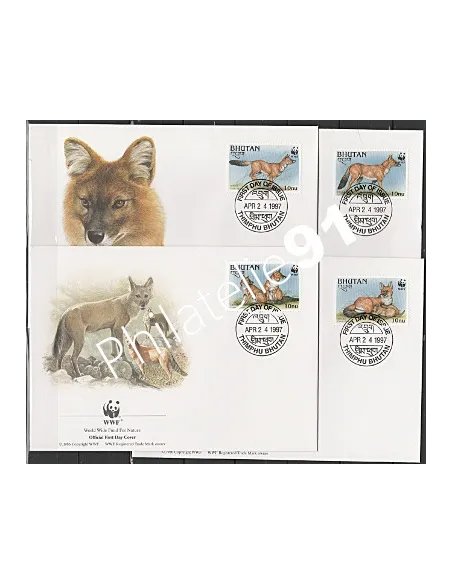 Lettre 1er jour - Lot d'enveloppes FDC - Bouthan - WWF