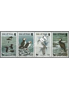 ILE DE MAN - n° 408 à 411 - Espèces d'oiseaux en danger d'extinction. WWF
