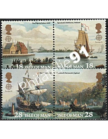 ILE DE MAN. Timbres EUROPA 1992 n° 537 à 540 - Christophe Colomb