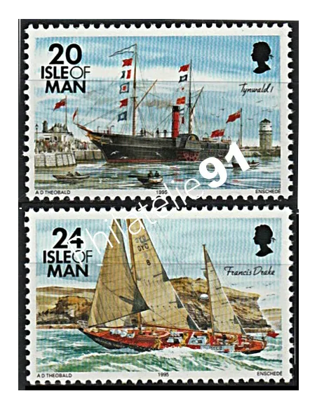 ILE DE MAN - n°  658 - 659 ** - Série bateaux. millésime 1995
