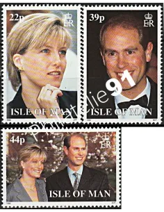Timbres d'ILE DE MAN n° 866 à 868 - Mariage Royal du Prince Edward avec Miss Sophie Rhys-Jones.