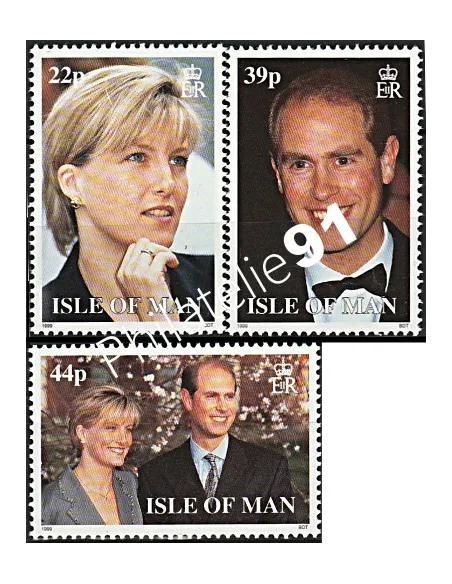 Timbres d'ILE DE MAN n° 866 à 868 - Mariage Royal du Prince Edward avec Miss Sophie Rhys-Jones.