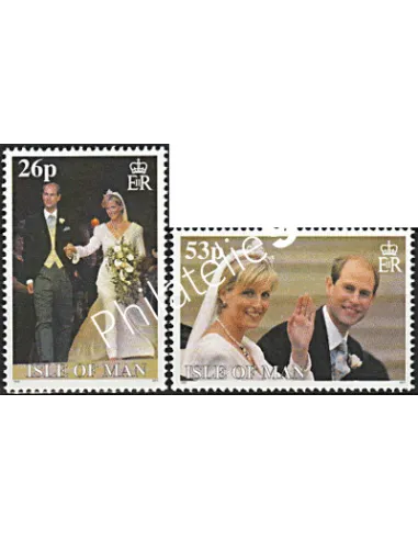 Timbres d'ILE DE MAN n° 868 - 870 - Mariage Royal du Prince Edward avec Miss Sophie Rhys-Jones.