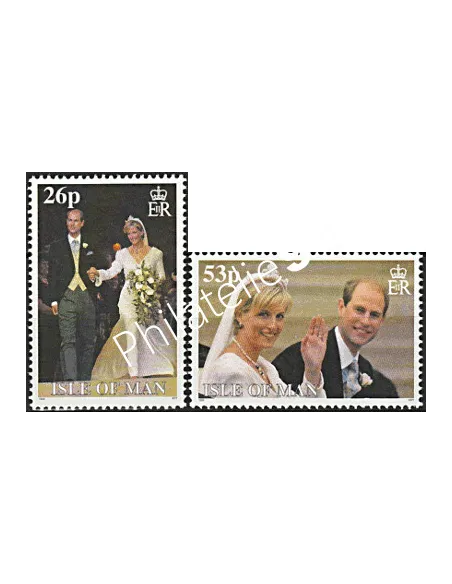 Timbres d'ILE DE MAN n° 868 - 870 - Mariage Royal du Prince Edward avec Miss Sophie Rhys-Jones.