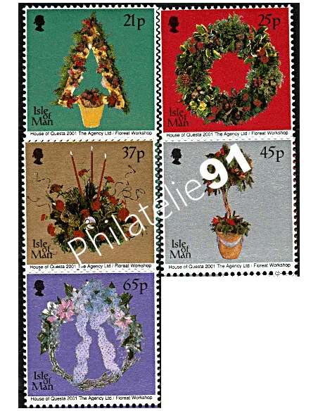 Timbres d'Île de Man n° 988 à 992, Noël, timbres d'Europe