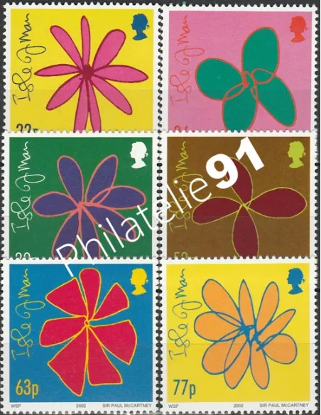 ILE DE MAN - n° 1017 à 1022 - Fleurs stylisées par Sir Paul Mc Cartney