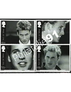 ILE DE MAN - n° 1087 à 1090 - 21e anniversaire de S.A.R. le Prince William de Galles