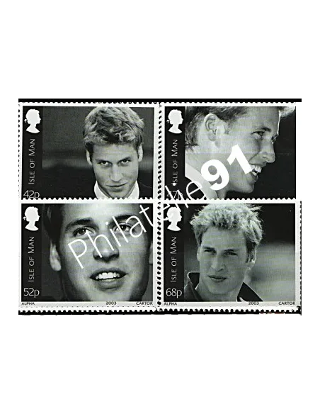 ILE DE MAN - n° 1087 à 1090 - 21e anniversaire de S.A.R. le Prince William de Galles