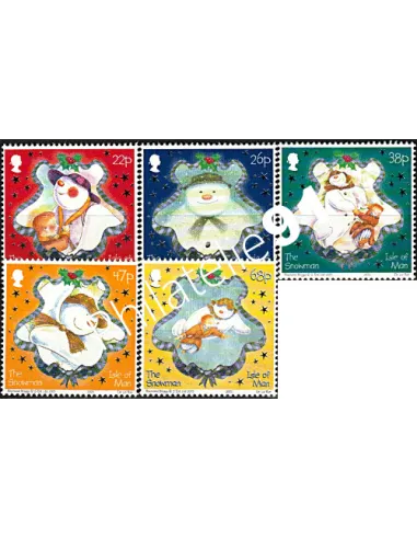 ILE DE MAN - n° 1123 à 1127 - Noël. Le Bonhomme de neige