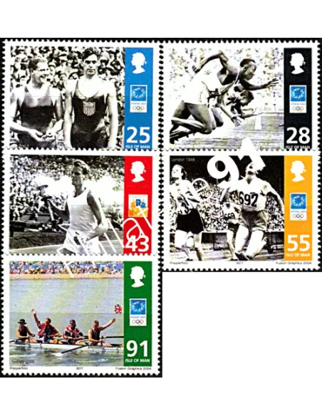 ILE DE MAN - n° 1167 à 1971 - Médaillés célèbres des J.O. d'été à Athènes