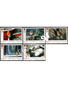 ILE DE MAN - n° 1199 à 1203 - Noël. Rouges-gorges en hiver