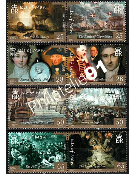ILE DE MAN - n° 1212 à 1219 - Bicentenaire de la bataille de Trafalgar