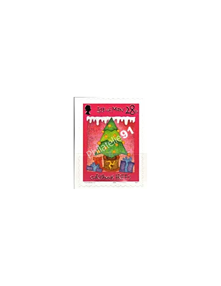 Timbre d'ILE DE MAN n° 1360 - Noël. Sapin décoré. autoadhésif