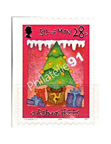 Timbre d'ILE DE MAN n° 1360 - Noël. Sapin décoré. autoadhésif