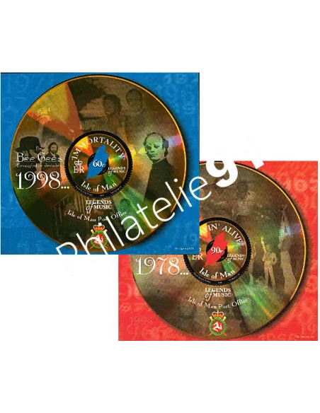 Timbres d'ILE DE MAN - BF n° 39-40. Les Bee Gees, légendes de la musique