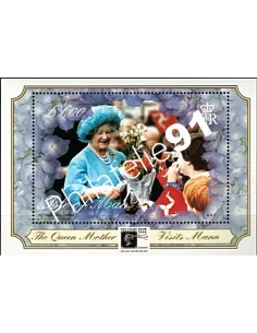 Timbres d'ILE DE MAN - BF n° 43. S.A.R. la Reine Mère Elizabeth. Surcharge "Stamp Show 2000"