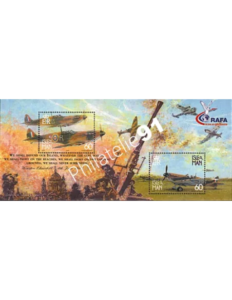 Timbres d'ILE DE MAN, BF n°44, Bataille d'Angleterre, timbres d'Europe