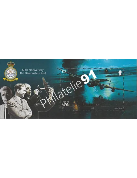 Timbres d'ILE DE MAN - BF n° 52. Histoire de l'aviation. Raid Dambusters