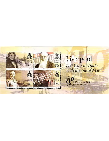 Timbres d'ILE DE MAN - BF n° 66. Liverpool. 800 ans de commerce avec l'île de Man
