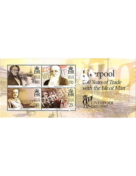 Timbres d'ILE DE MAN - BF n° 66. Liverpool. 800 ans de commerce avec l'île de Man