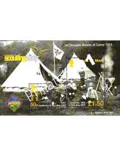 Timbres d'ILE DE MAN - BF n° 68. Centenaire du Scoutisme. Surcharge Jamboree 2007