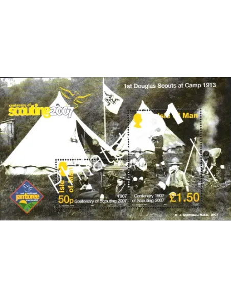 Timbres d'ILE DE MAN - BF n° 68. Centenaire du Scoutisme. Surcharge Jamboree 2007