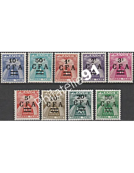 Réunion Timbres Taxe  n° 36 à 44, timbres des colonies françaises