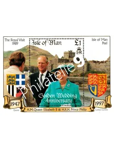 Timbres d'ILE DE MAN - BF n° 34. Noces d'or de S.M. la Reine Elizabeth II