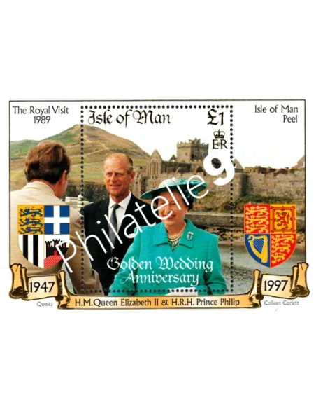 Timbres d'ILE DE MAN - BF n° 34. Noces d'or de S.M. la Reine Elizabeth II
