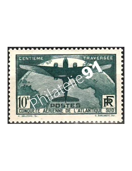 Timbre de France n° 321 - Avions postaux français - (Atlantique)