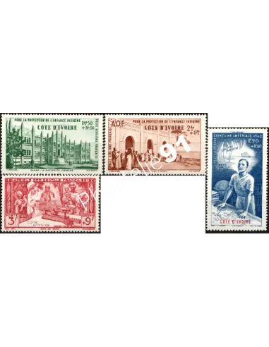 COTE D'IVOIRE PA n° 6 à 9 Série P.E.I.Q.I. timbres colonies françaises
