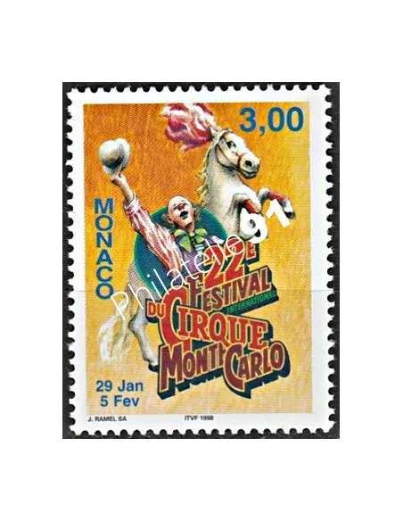 MONACO n° 2139 – 22e Festival du Cirque - Timbre monaco
