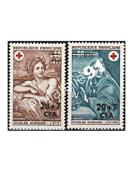 Timbres CFA n°  388 à 389 ** Croix-Rouge - Timbres de Reunion