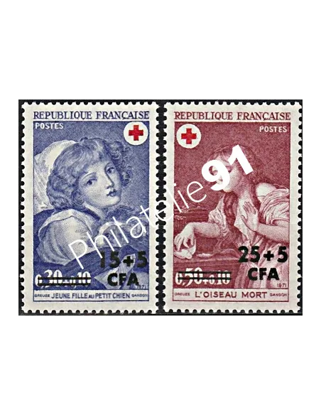 Timbres CFA n° 404 à 405 **  Croix-Rouge - Timbres de Reunion