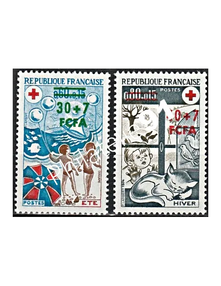 Timbres CFA n° 431 à 432 **  Croix-Rouge - Timbres de Reunion