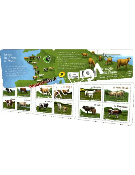Carnet de timbres adhésifs n° 953 - Carnet Les vaches de nos régions - Collection timbres France