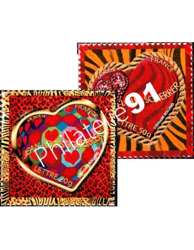 n° 72A et 73A - Coeurs St Valentin Scherrer Collection timbres France
