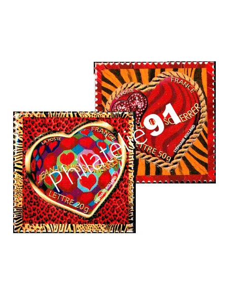 n° 72A et 73A - Coeurs St Valentin Scherrer Collection timbres France