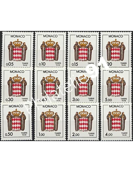 Monaco - Taxe n° 75 à 86 - Ecusson stylisé - Timbres Monaco