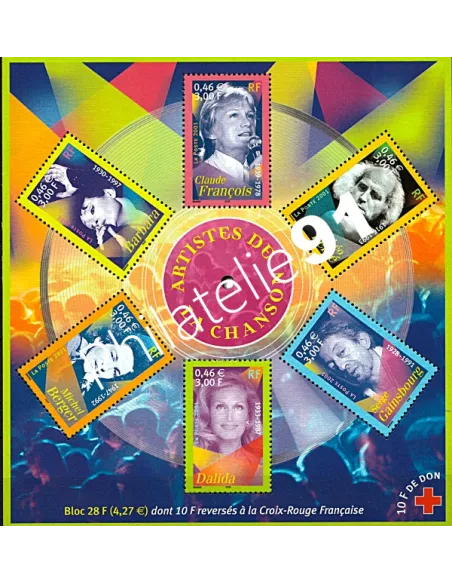 Bloc n° 37 - Artistes de la chanson - Collection Timbres France