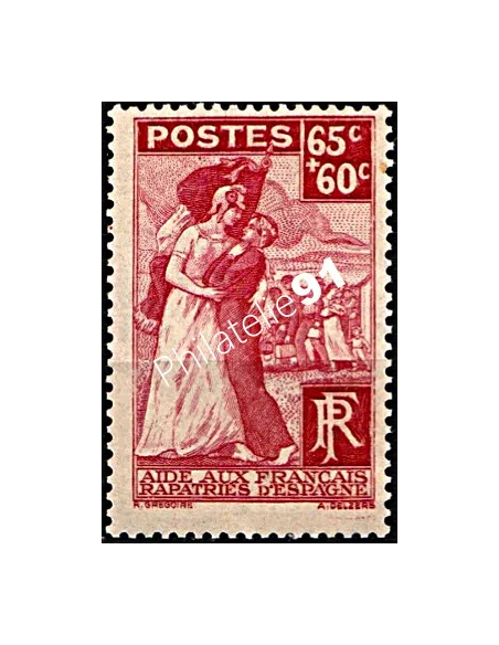 Timbre n° 401, Français rapatriés d'Espagne, Collection Timbres France