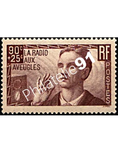 Timbre n° 418, La radio aux aveugles, Collection Timbres France