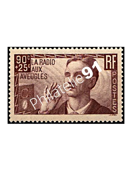 Timbre n° 418, La radio aux aveugles, Collection Timbres France
